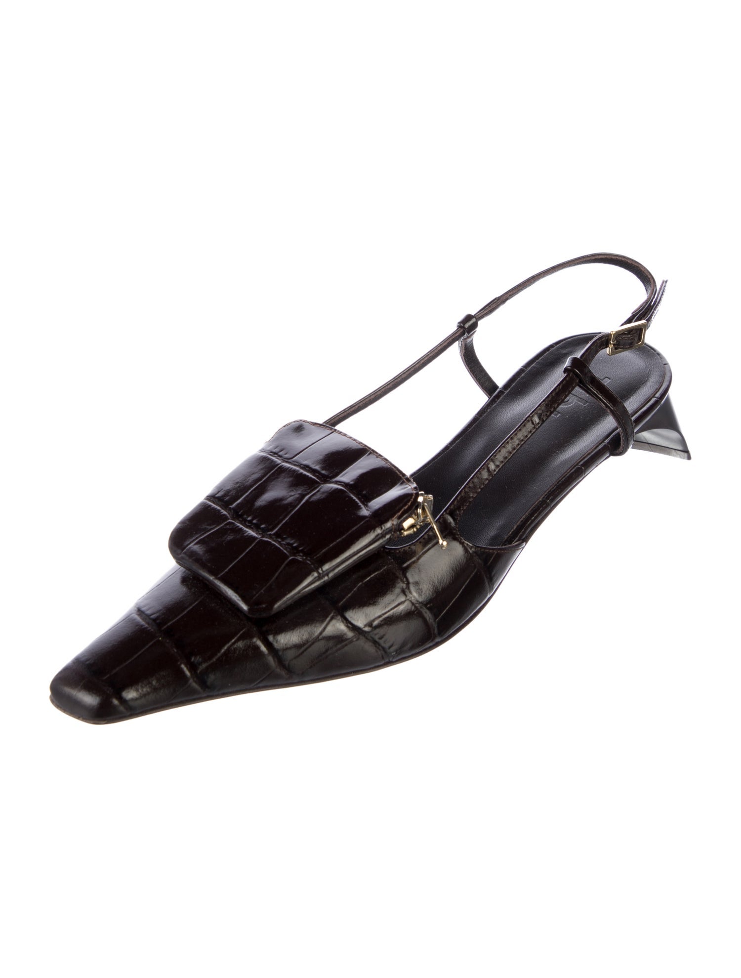 Tibi Embossed Leather Slingback Pumps