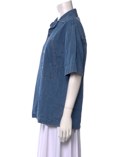 Tibi Short Sleeve Button-Up Top