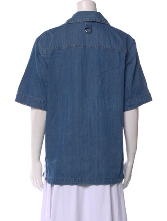 Tibi Short Sleeve Button-Up Top