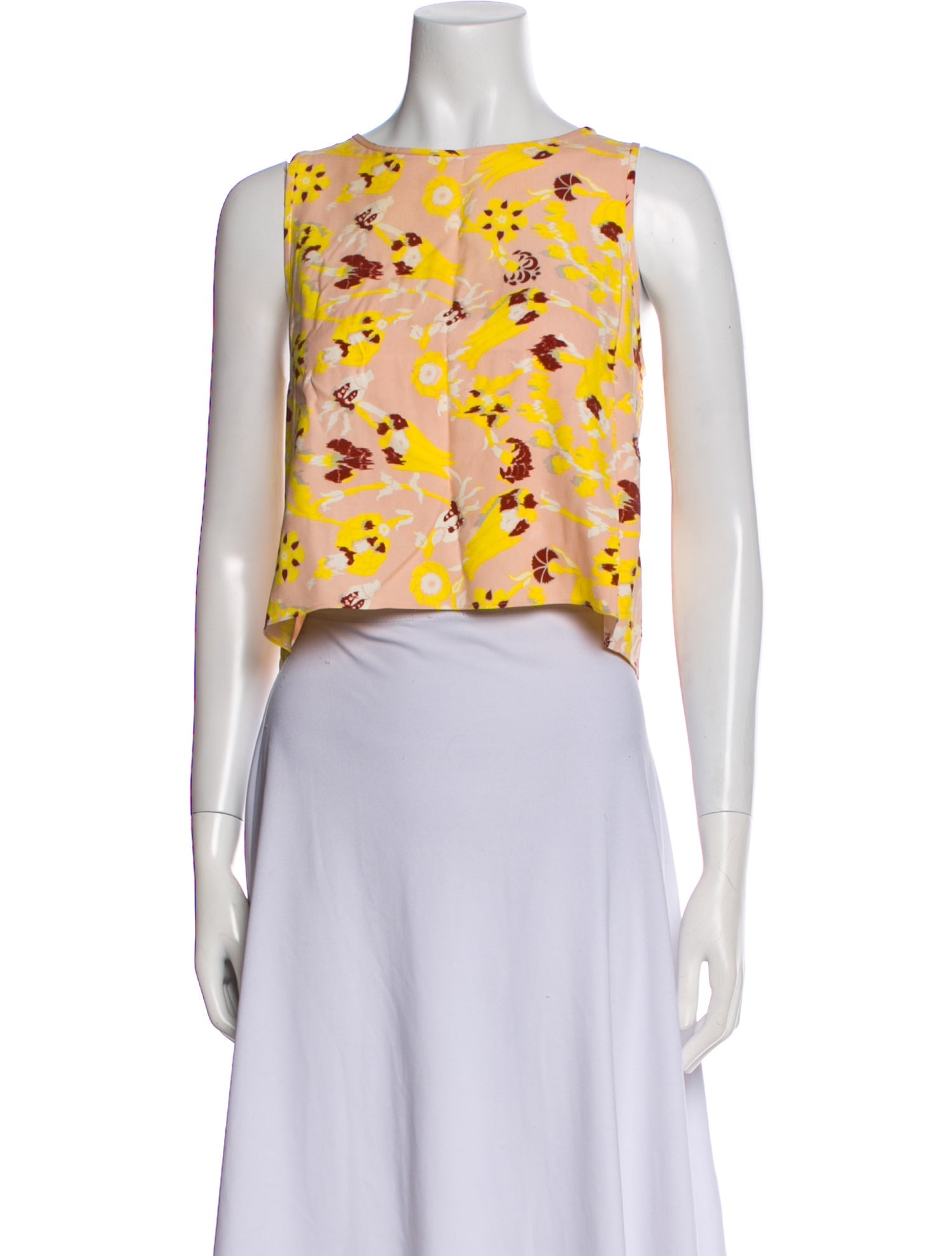 Tibi Silk Floral Print Crop Top