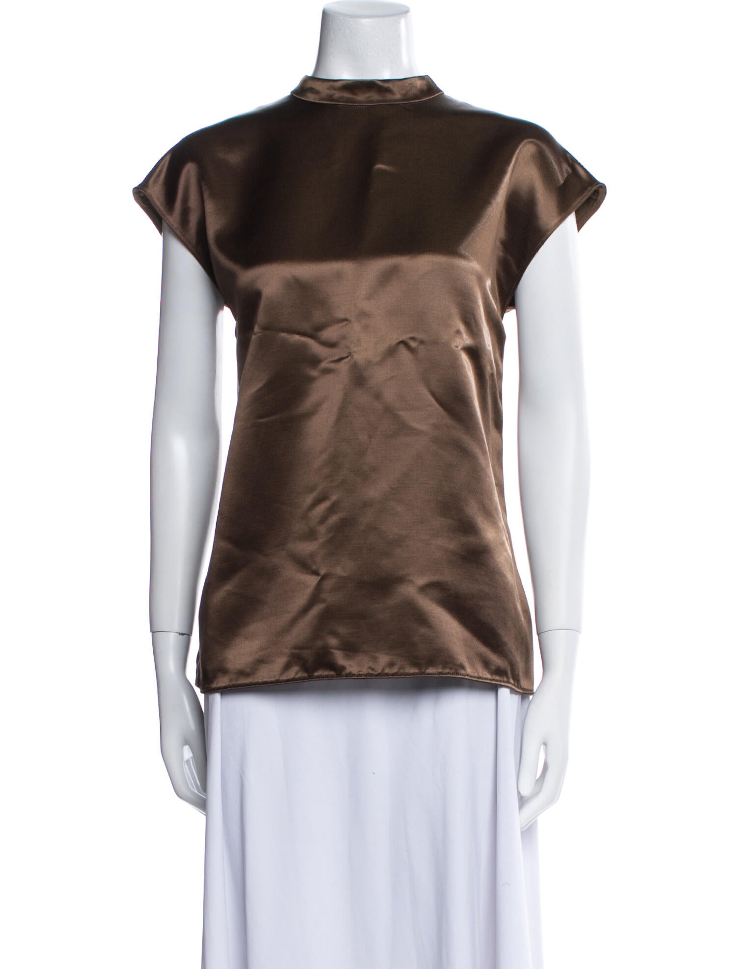 Tibi Silk Mock Neck Top