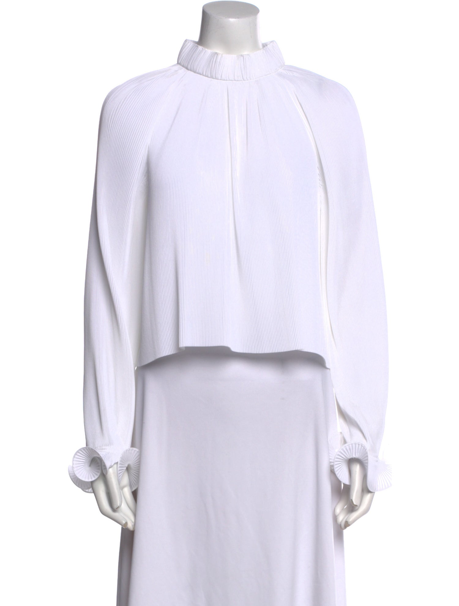 Tibi Mock Neck Long Sleeve Crop Top