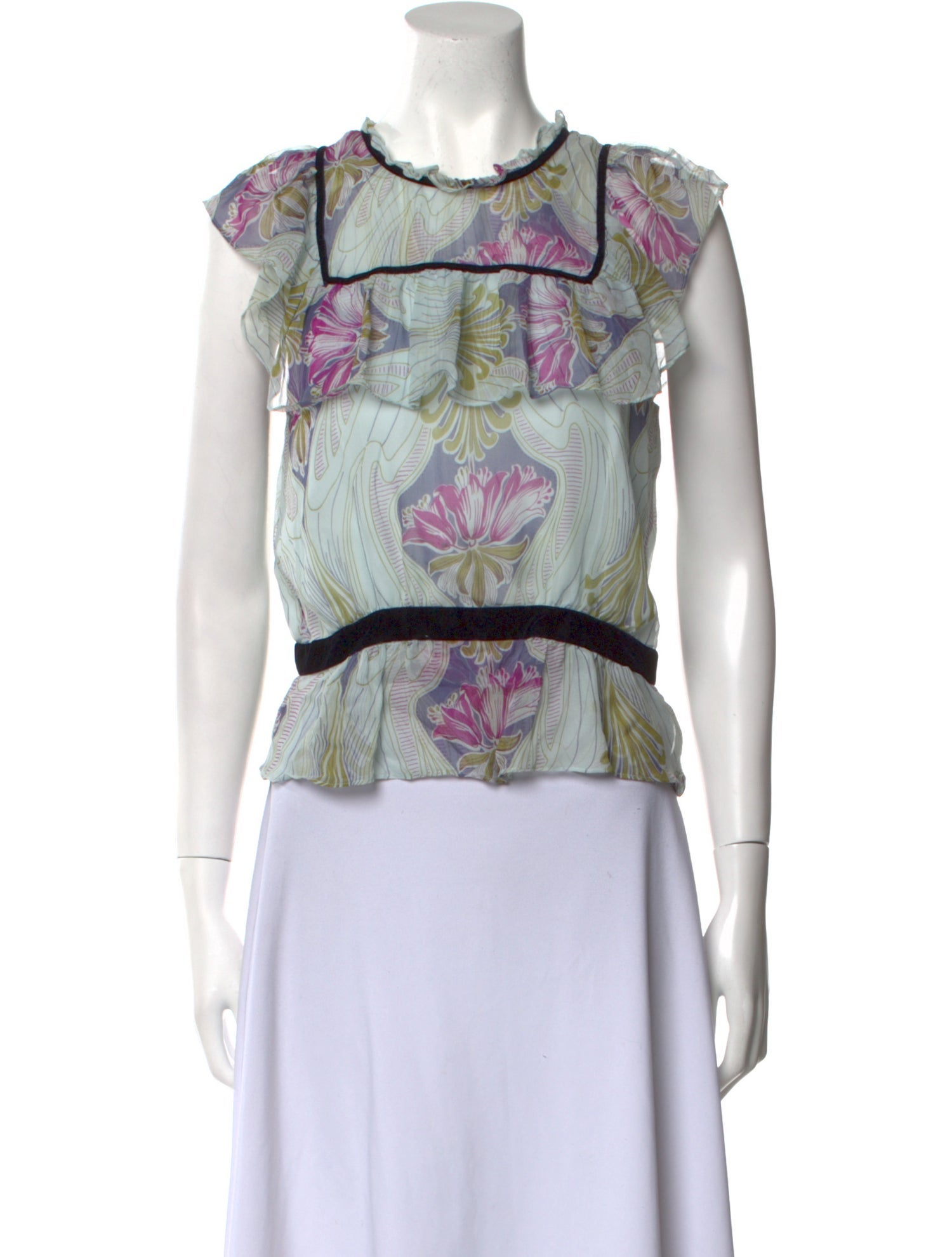 Tibi Silk Printed Top