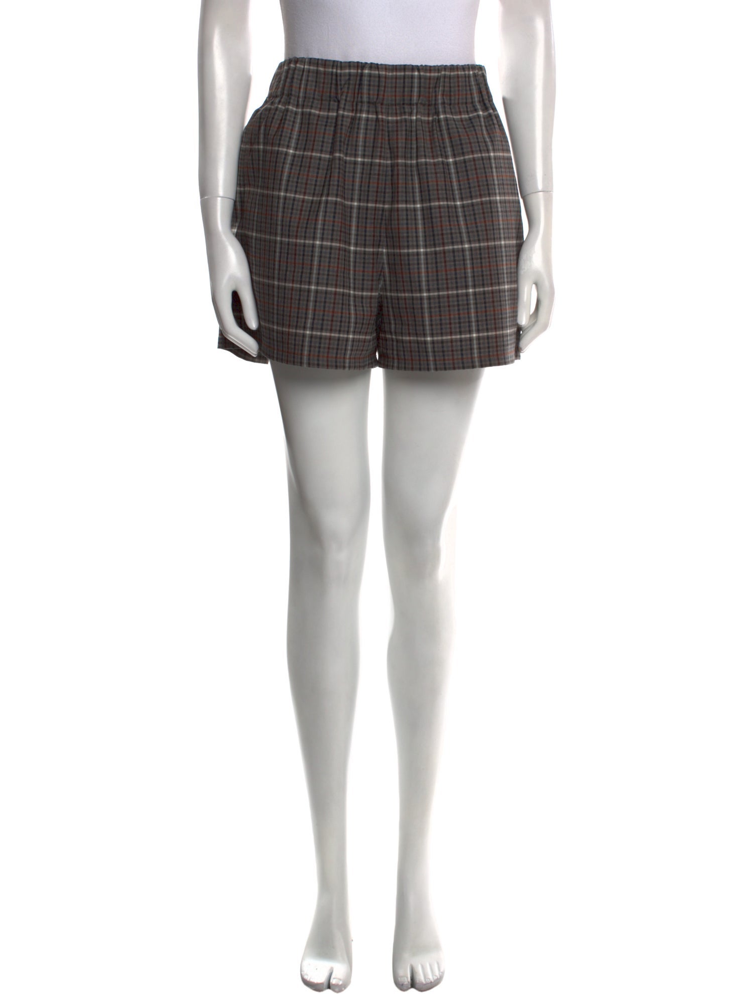 Tibi Plaid Print Mini Shorts