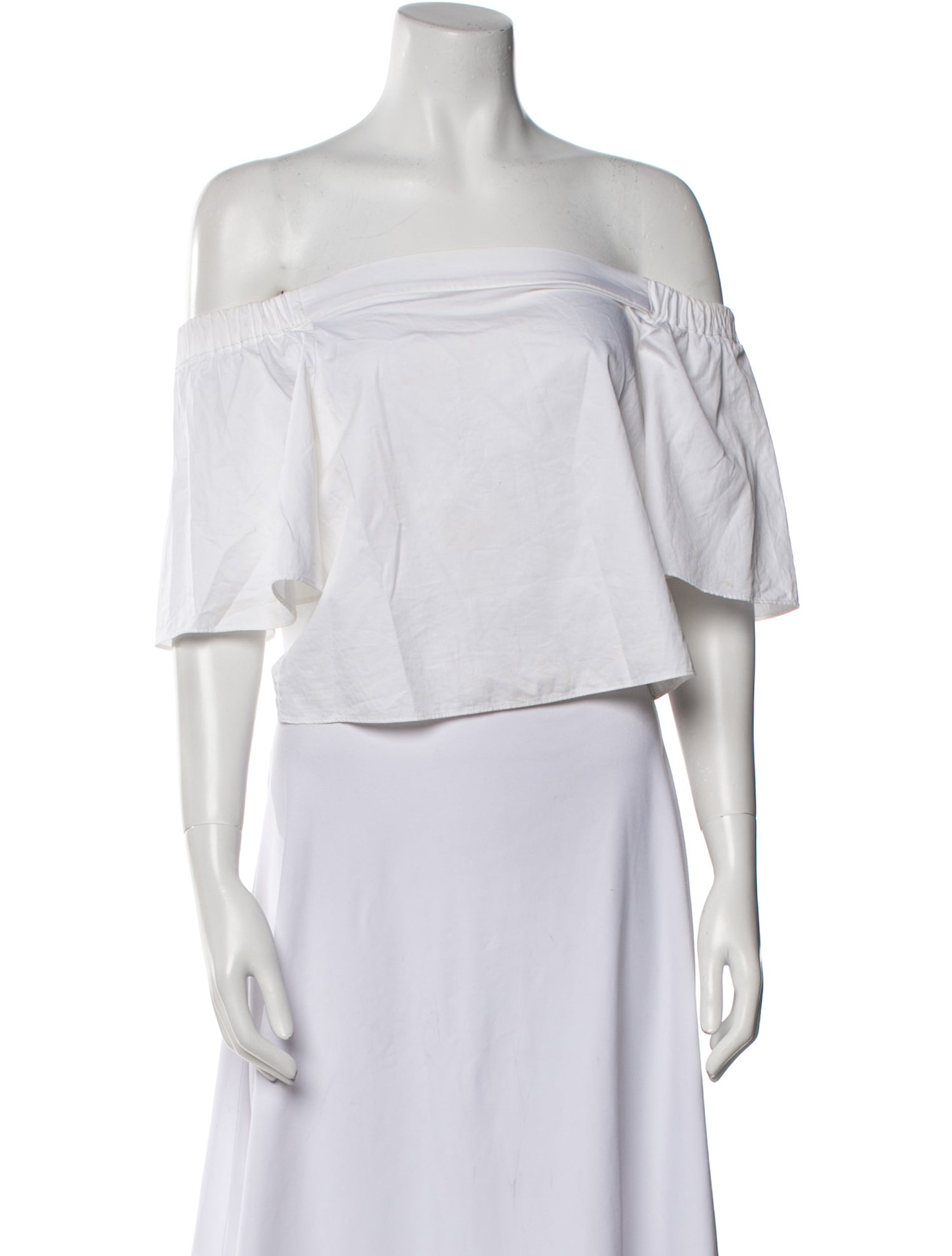 Tibi Off-The-Shoulder Three-Quarter Sleeve Crop Top