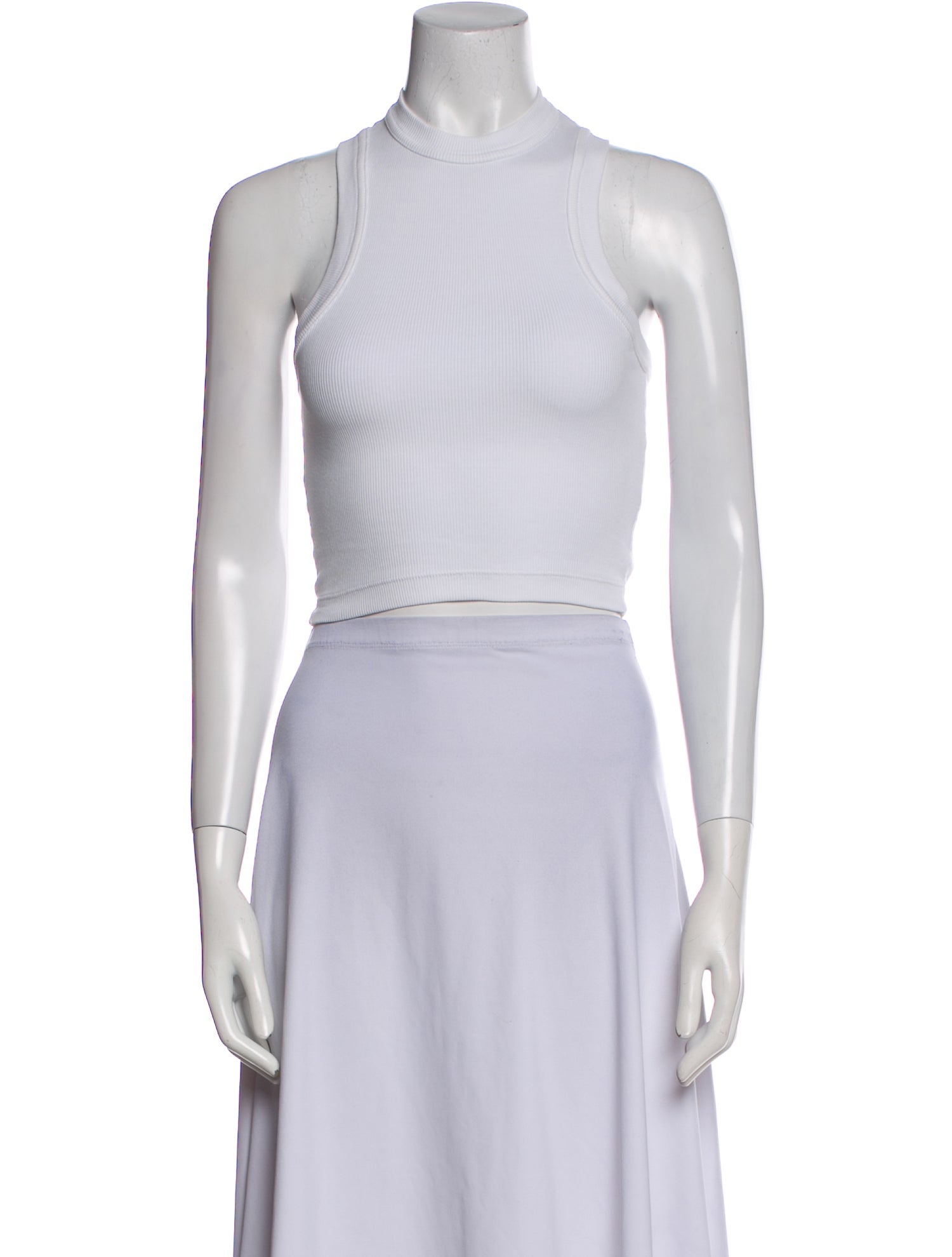 Tibi Mock Neck Sleeveless Crop Top