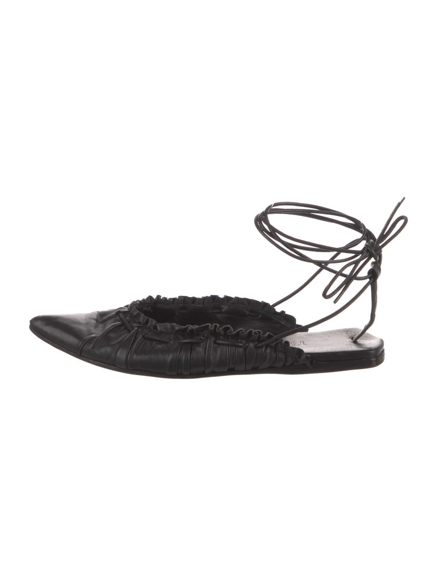 Tibi Leather Ruffle Embellishment Flats