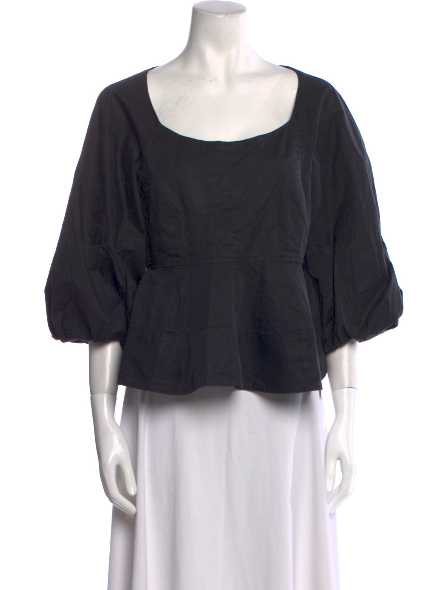 Tibi Scoop Neck Three-Quarter Sleeve Blouse