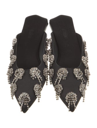 Tibi Satin Crystal Embellishments Mules