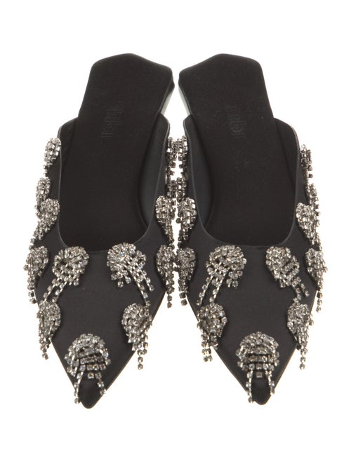 Tibi Satin Crystal Embellishments Mules