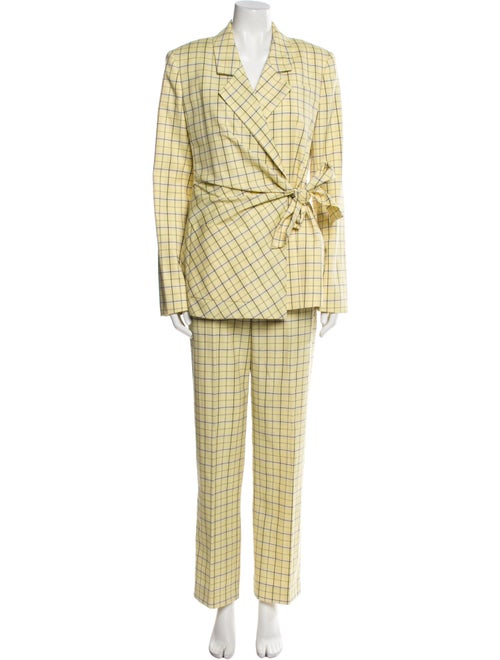 Tibi Wool Plaid Print Pantsuit