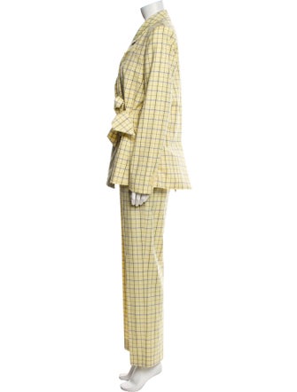 Tibi Wool Plaid Print Pantsuit