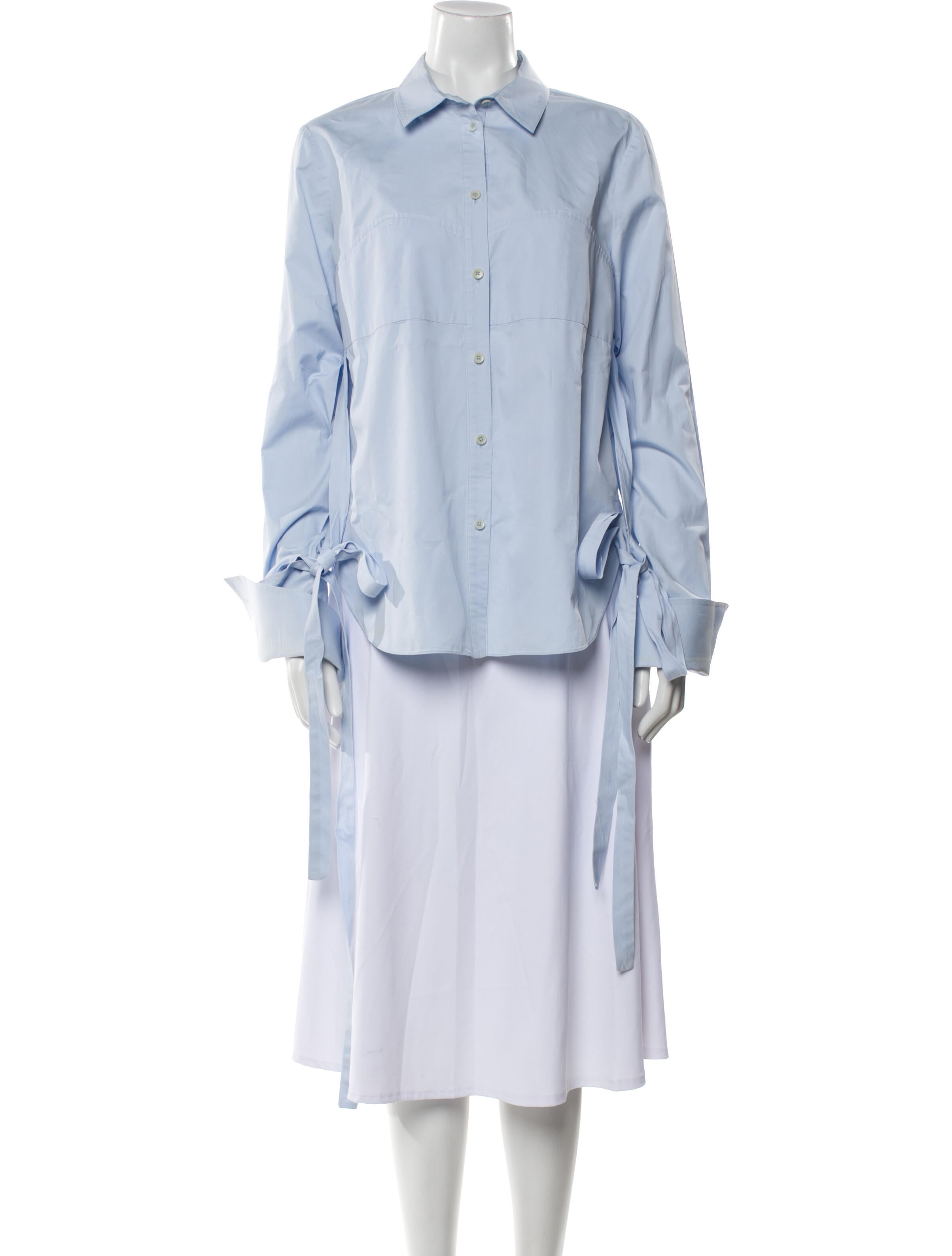 Tibi Long Sleeve Button-Up Top
