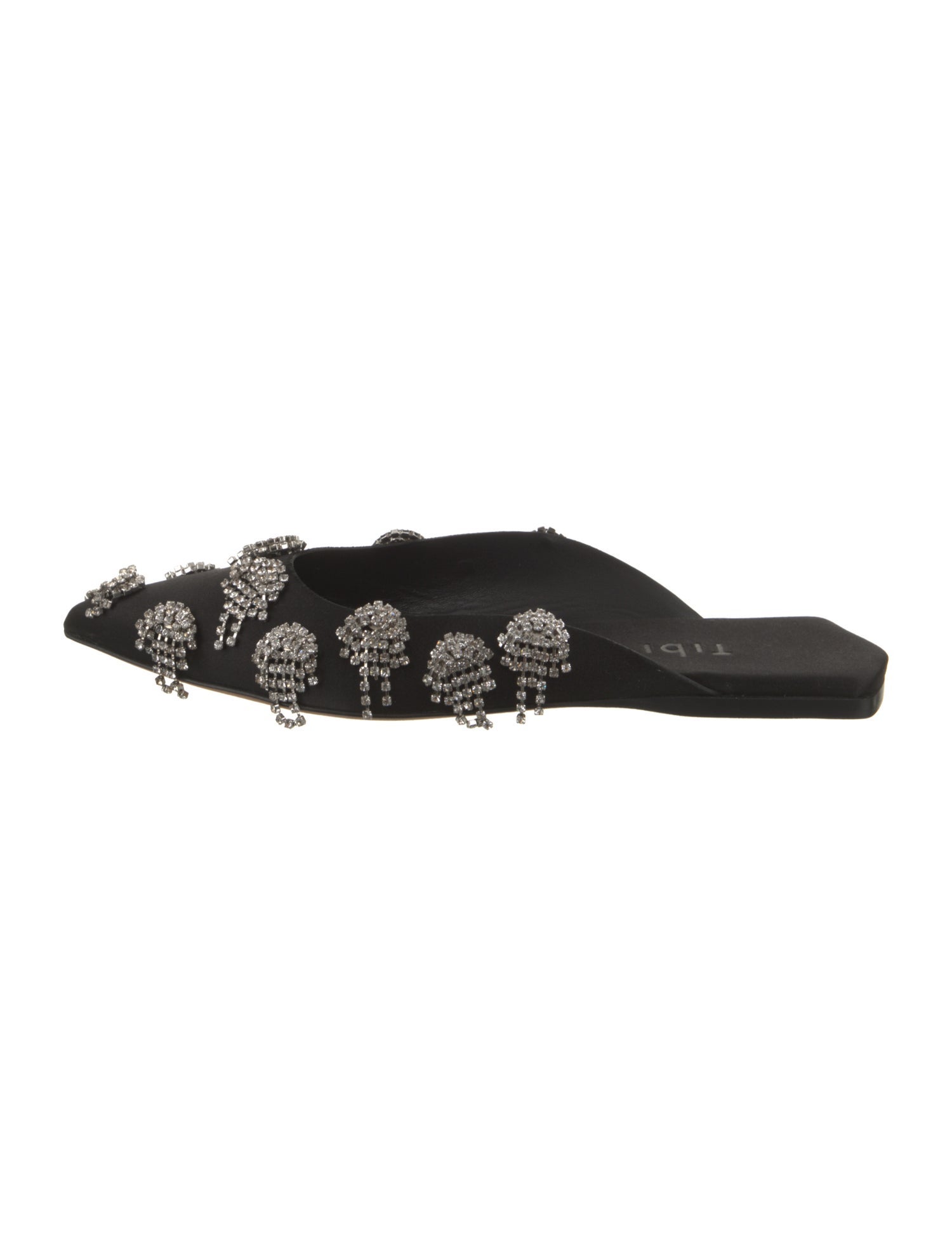 Tibi Satin Crystal Embellishments Mules