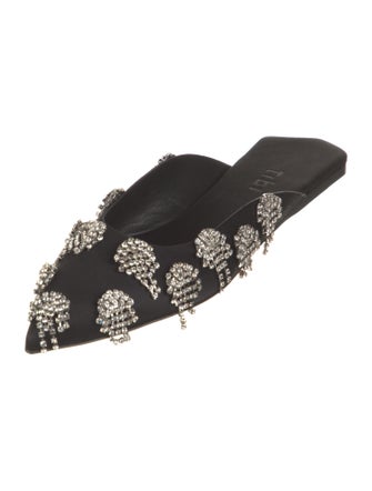 Tibi Satin Crystal Embellishments Mules