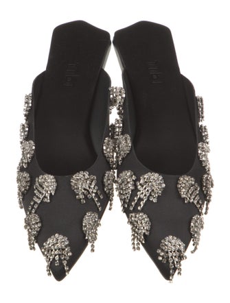 Tibi Satin Crystal Embellishments Mules