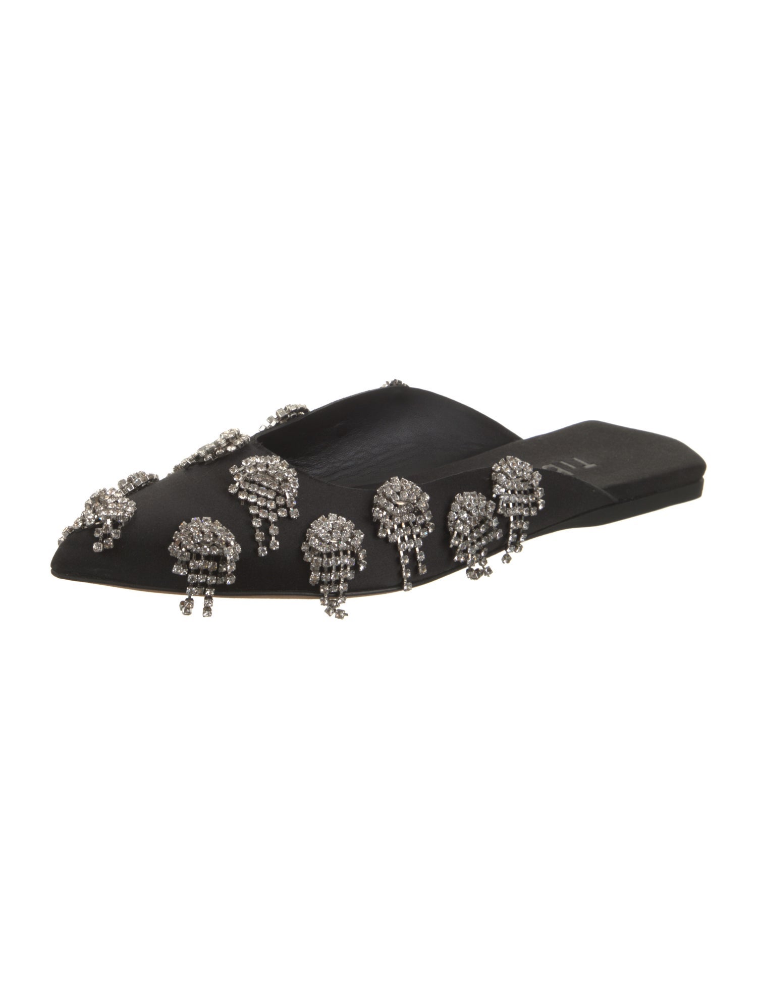 Tibi Satin Crystal Embellishments Mules