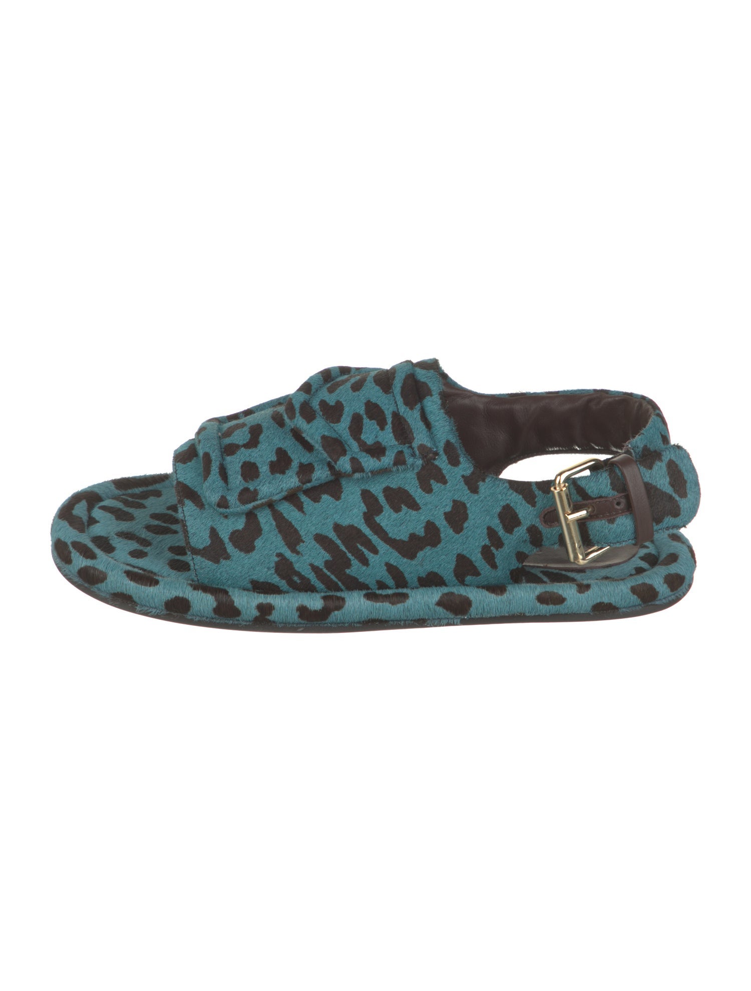 Tibi Ponyhair Animal Print Slingback Sandals