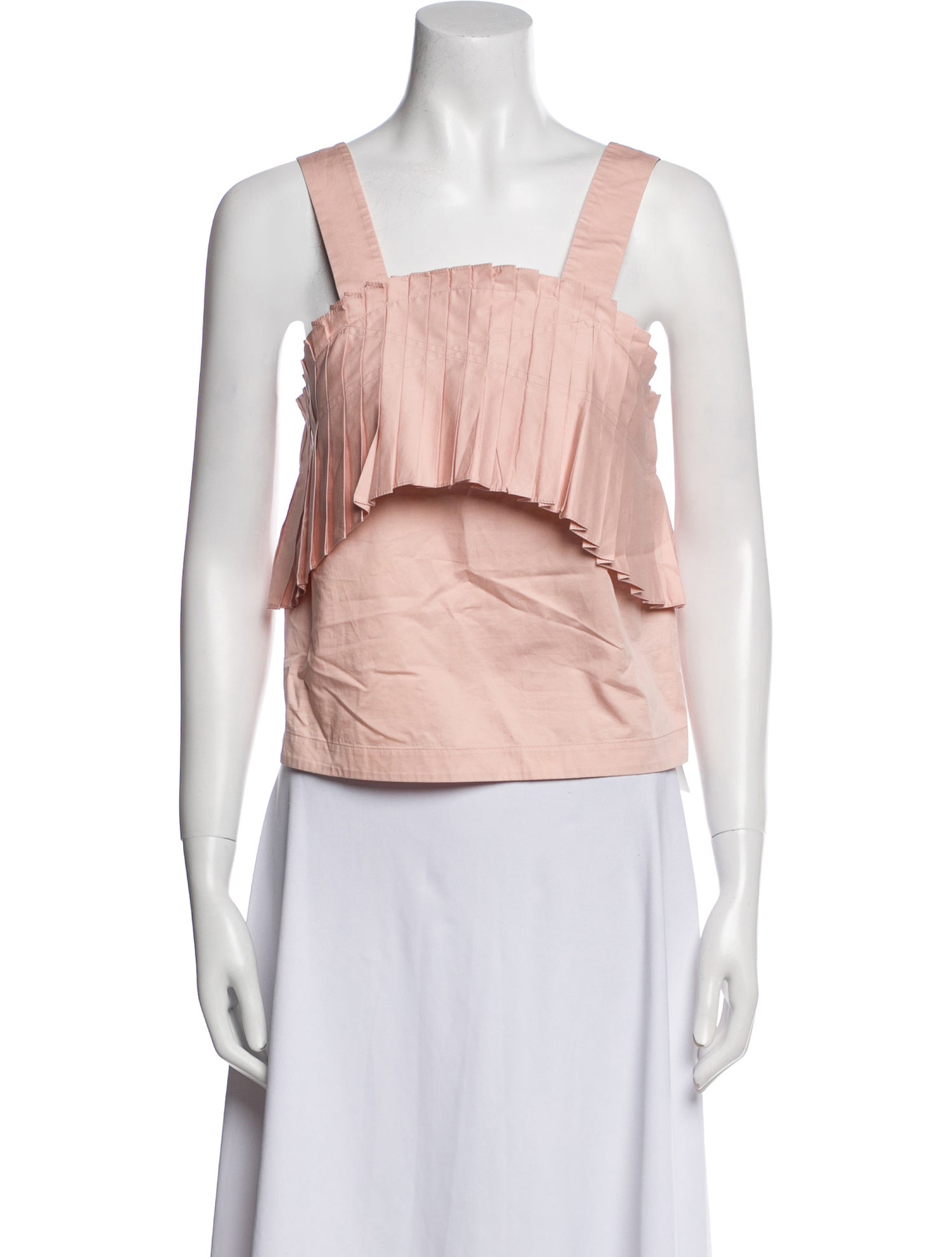 Tibi Square Neckline Sleeveless Crop Top