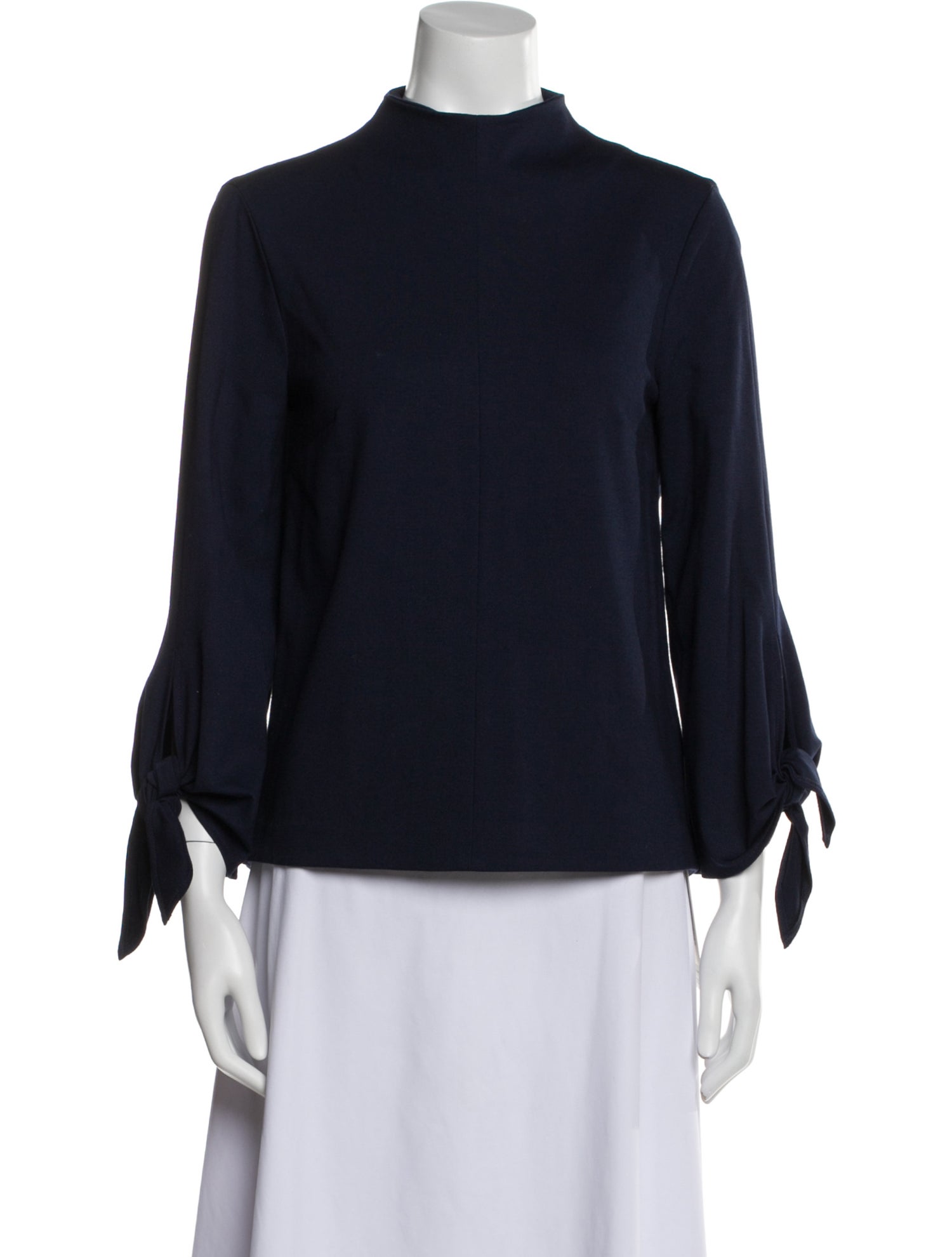 Tibi Mock Neck Three-Quarter Sleeve Blouse