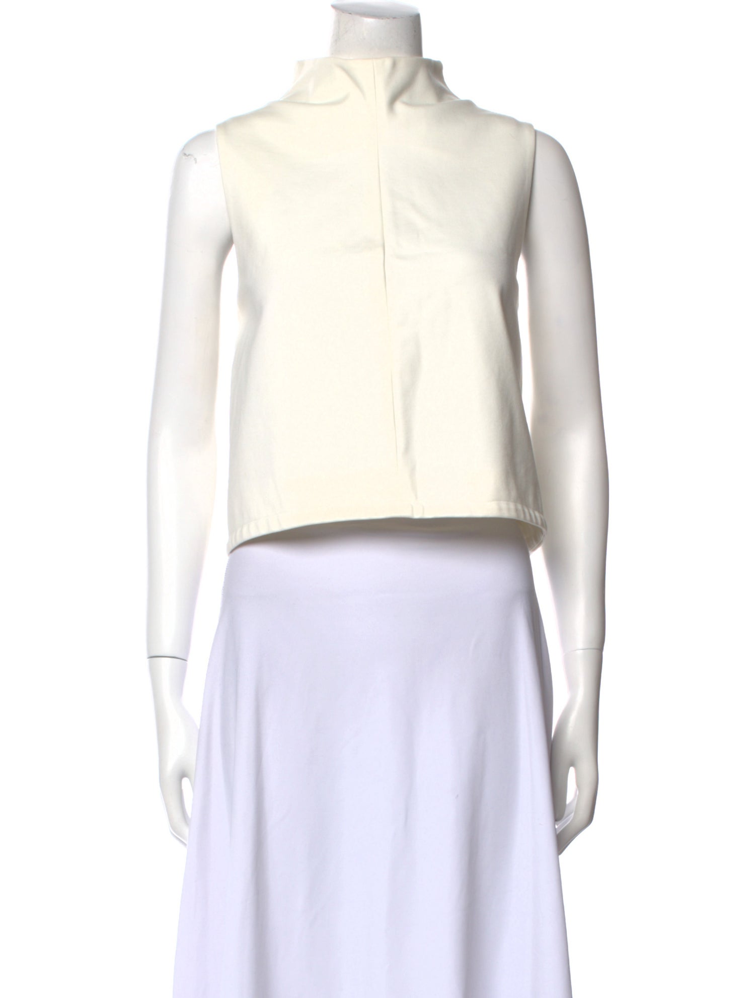 Tibi Mock Neck Sleeveless Crop Top