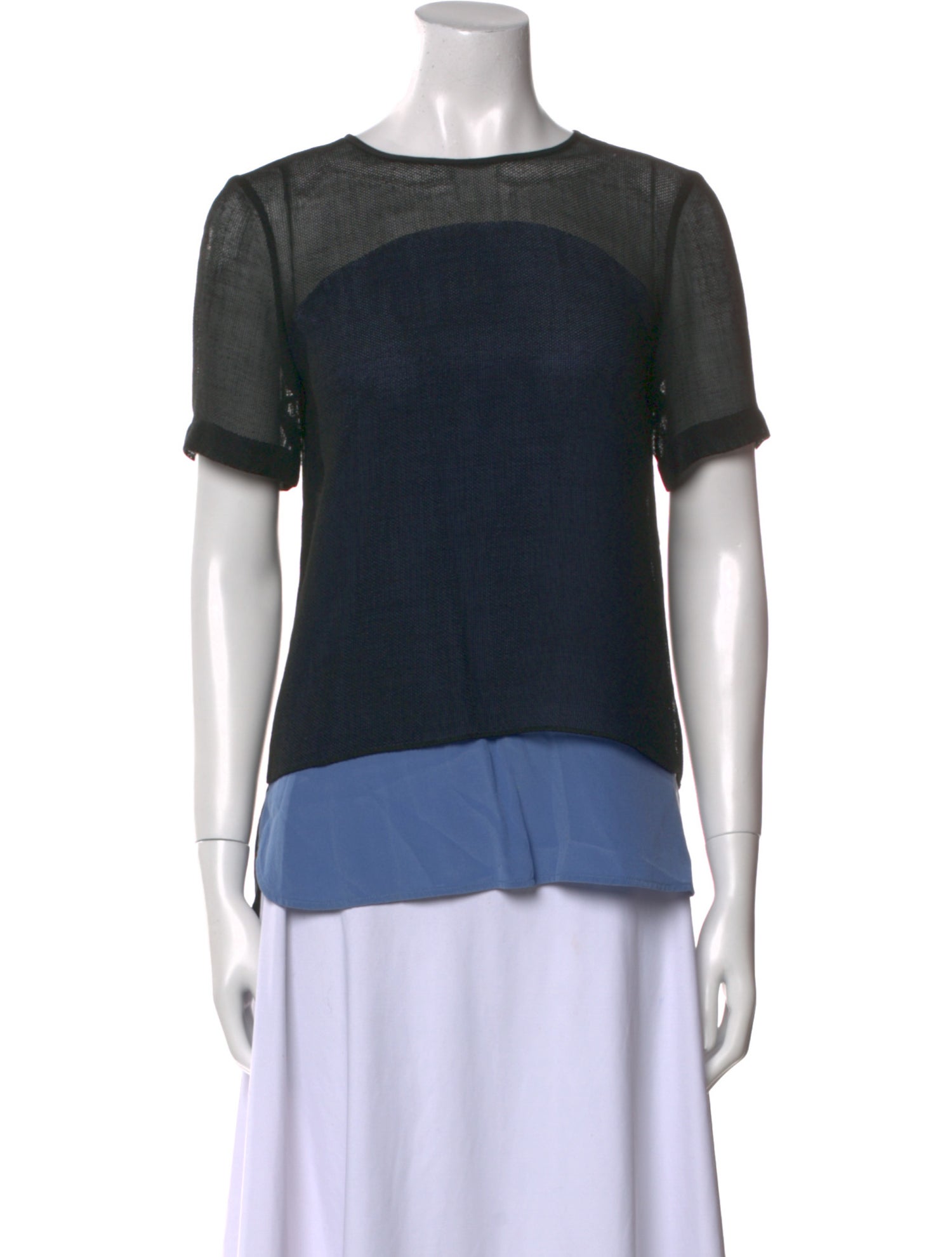 Tibi Bateau Neckline Short Sleeve T-Shirt
