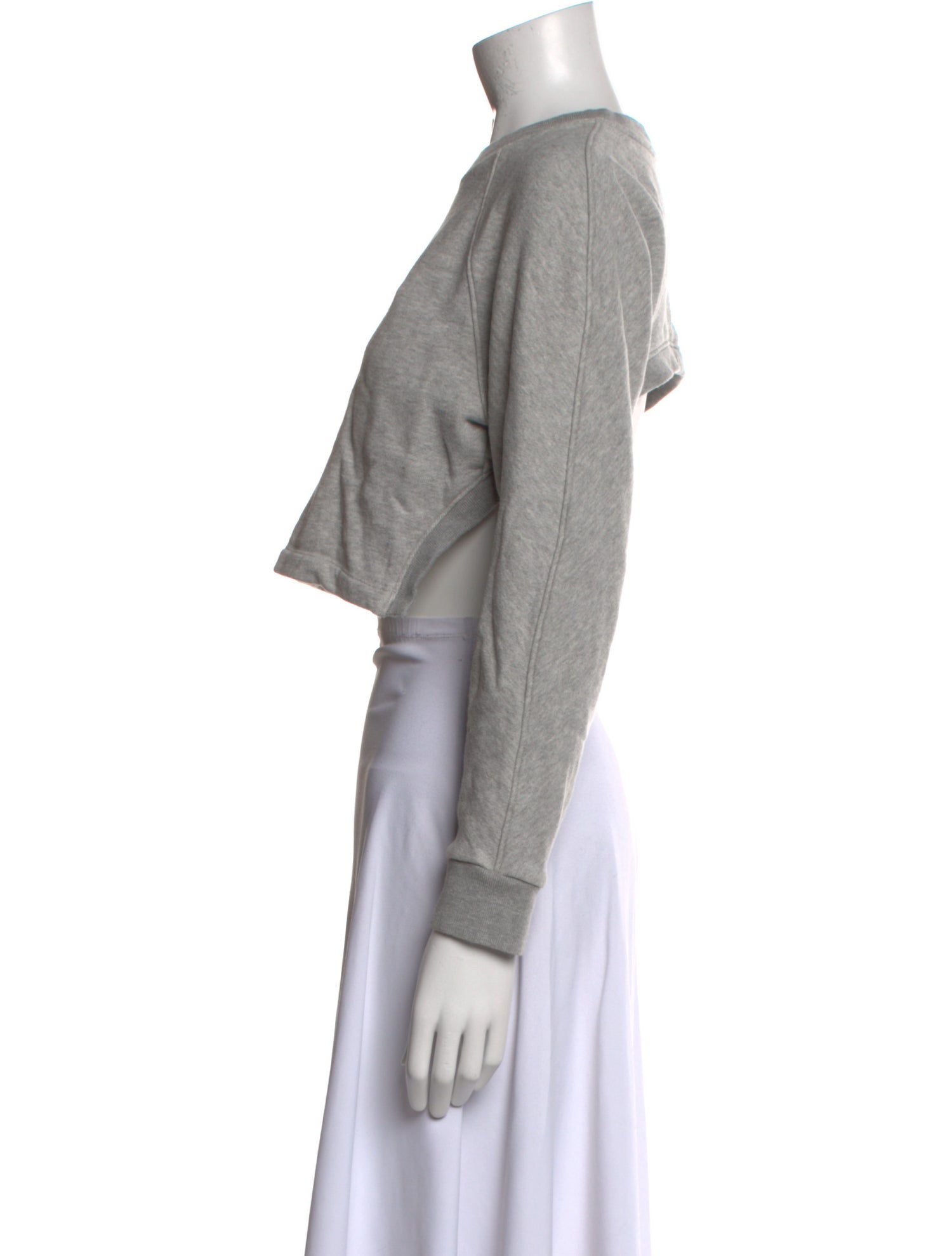 Tibi Crew Neck Long Sleeve Crop Top