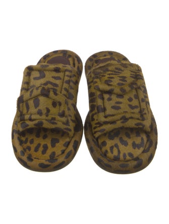 Tibi Ponyhair Animal Print Slides