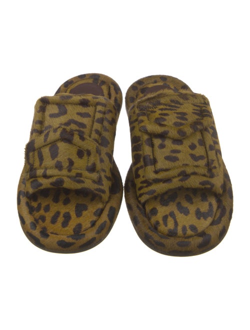 Tibi Ponyhair Animal Print Slides