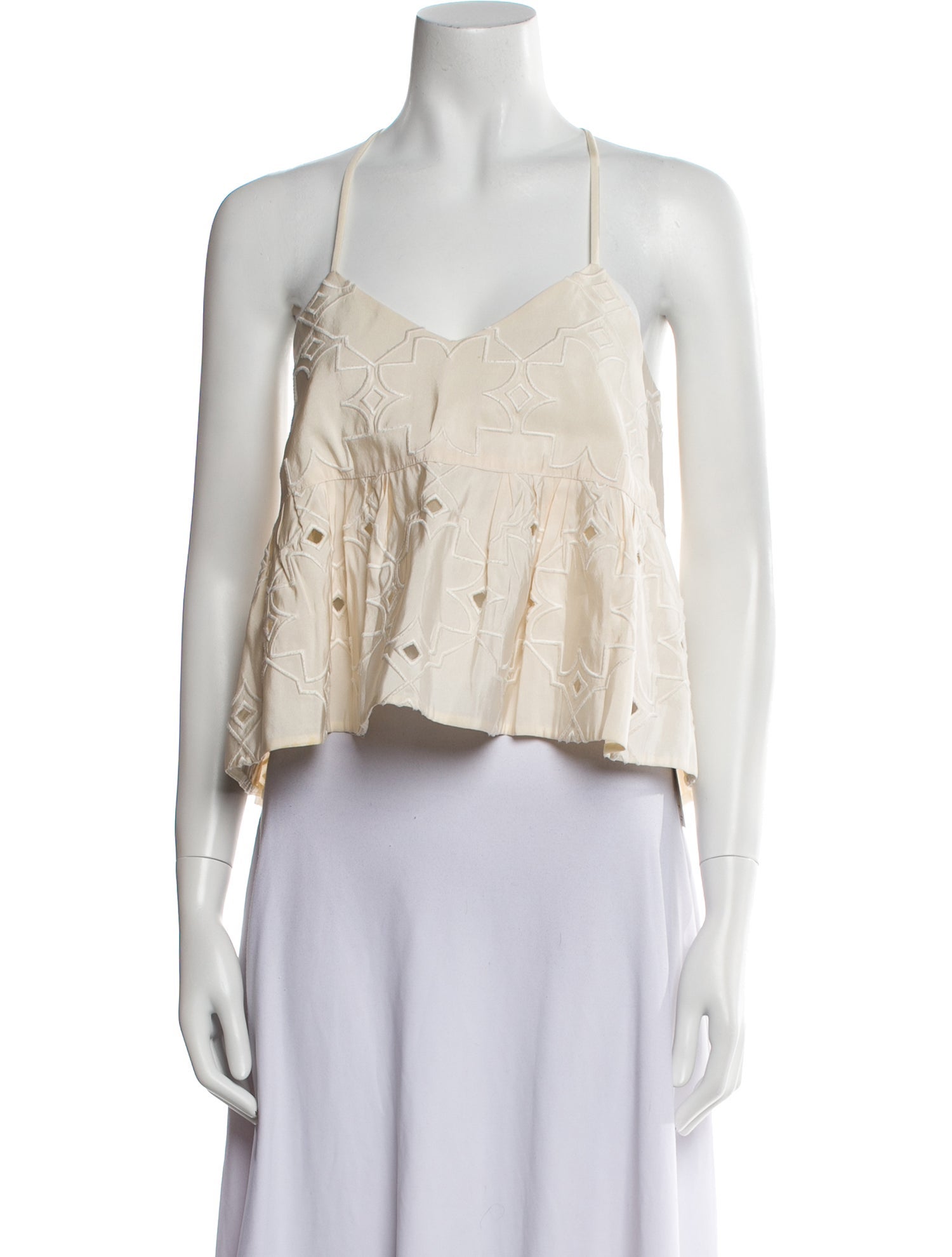 Tibi Silk V-Neck Crop Top
