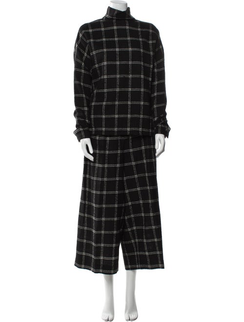 Tibi Virgin Wool Plaid Print Pant Set