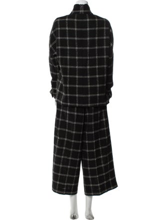 Tibi Virgin Wool Plaid Print Pant Set