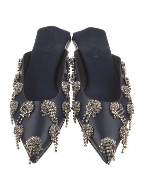 Tibi Leather Crystal Embellishments Mules