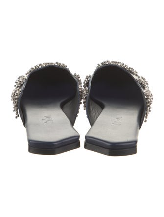 Tibi Leather Crystal Embellishments Mules