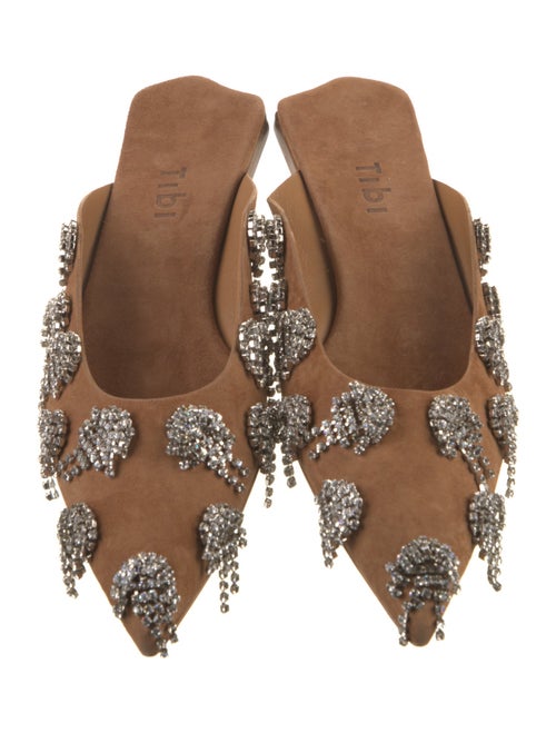 Tibi Suede Crystal Embellishments Mules