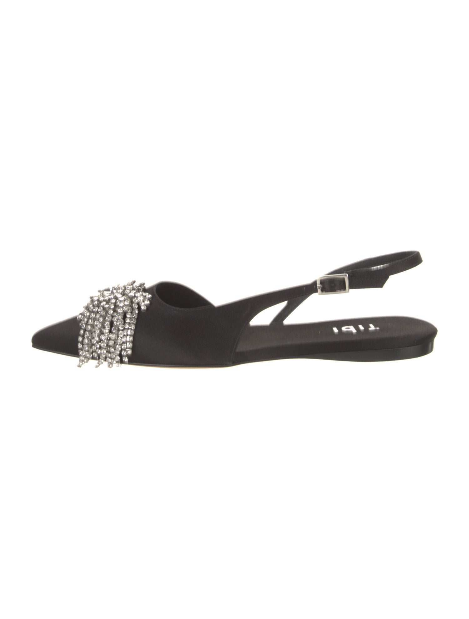 Tibi Satin Crystal Embellishments Slingback Flats