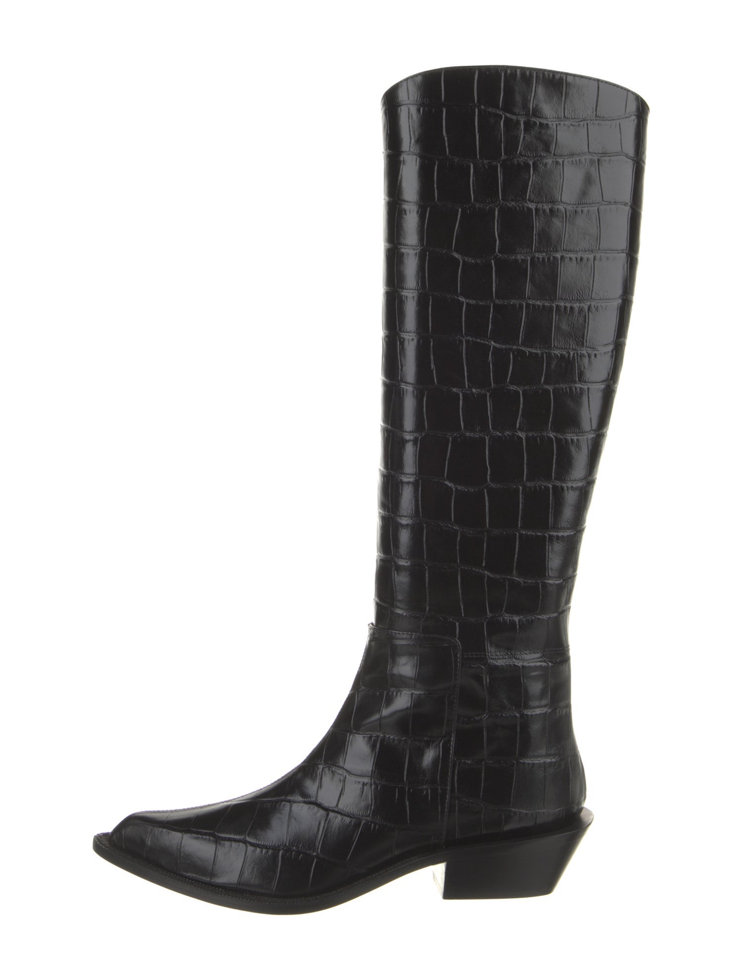 Tibi Leather Animal Print Riding Boots