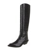 Tibi Leather Animal Print Riding Boots
