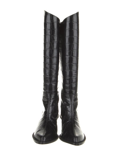 Tibi Leather Animal Print Riding Boots