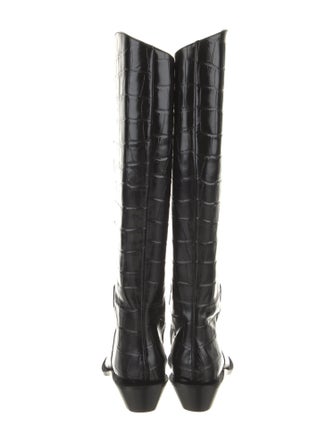 Tibi Leather Animal Print Riding Boots