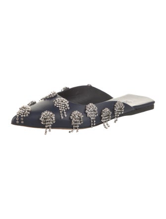 Tibi Leather Crystal Embellishments Mules
