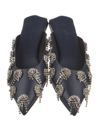 Tibi Leather Crystal Embellishments Mules