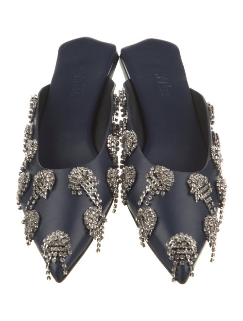 Tibi Leather Crystal Embellishments Mules