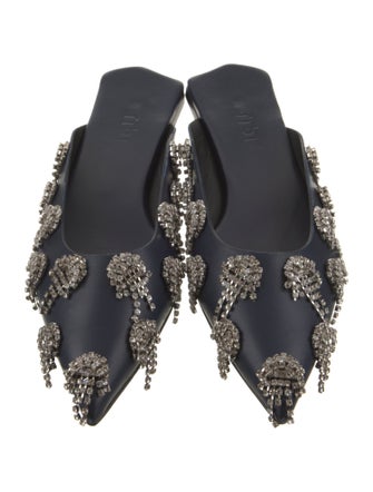 Tibi Satin Floral Print Mules