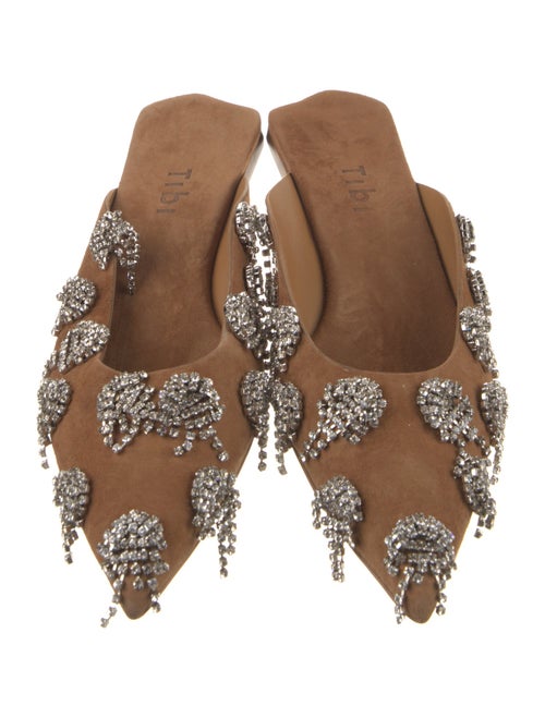 Tibi Suede Crystal Embellishments Mules