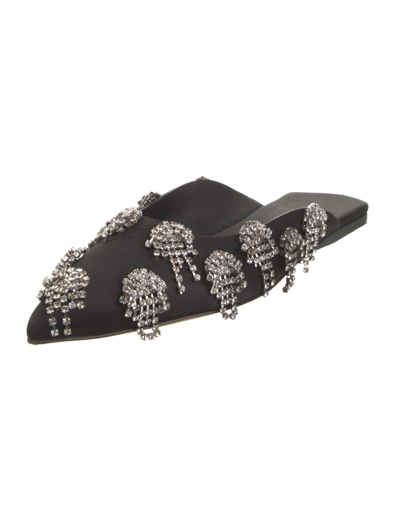 Tibi Satin Crystal Embellishments Mules