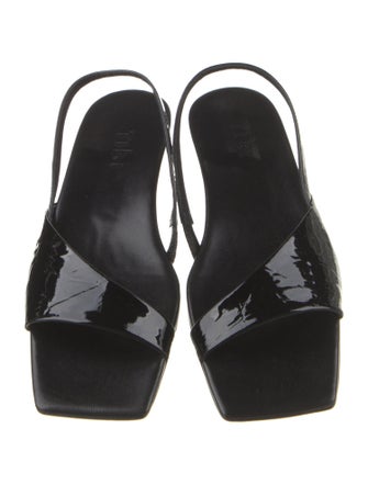 Tibi Patent Leather Printed Slingback Sandals