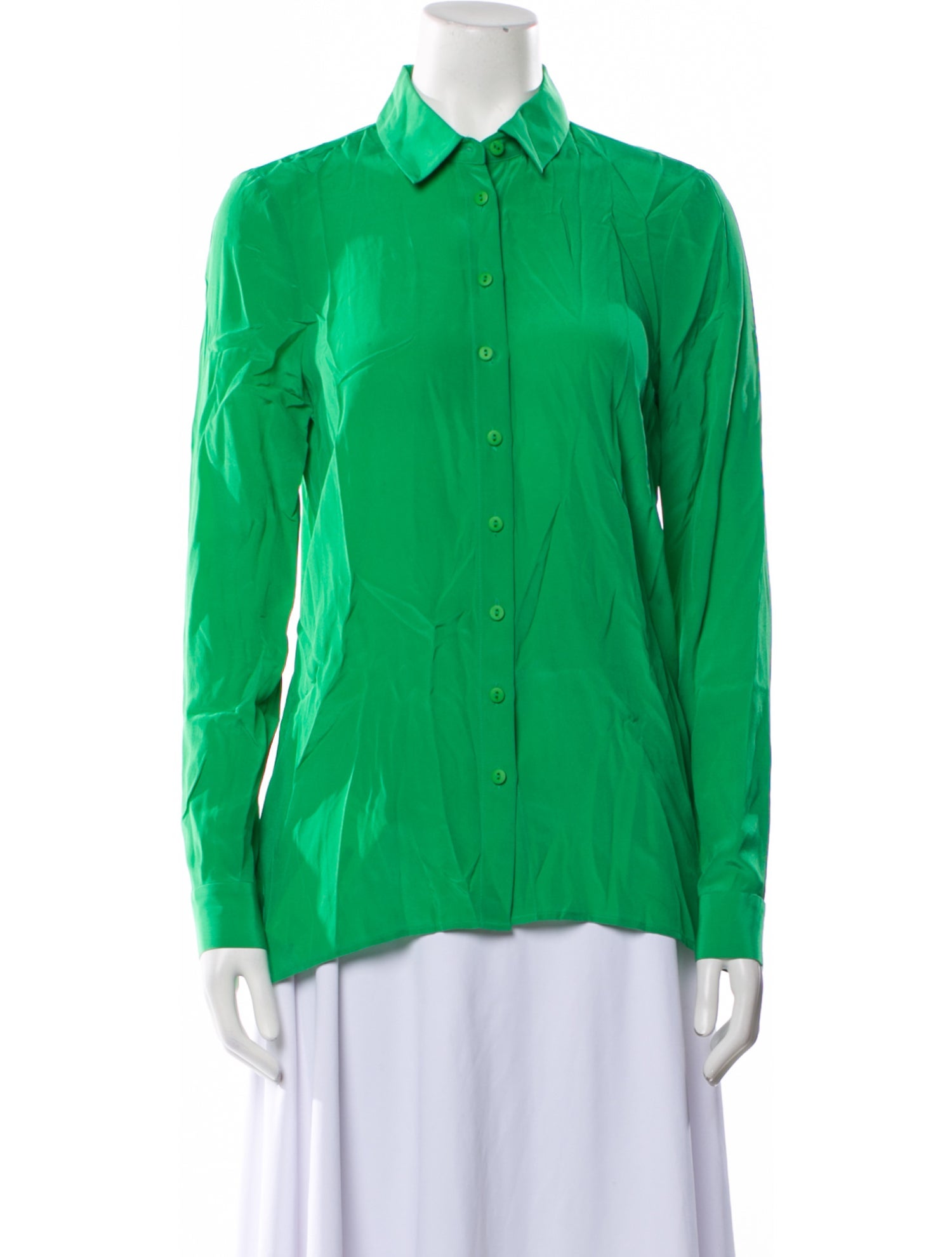 Tibi Silk Long Sleeve Button-Up Top