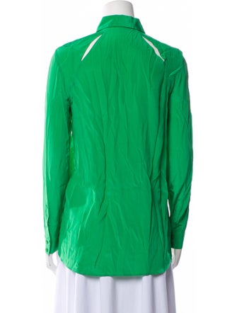 Tibi Silk Long Sleeve Button-Up Top