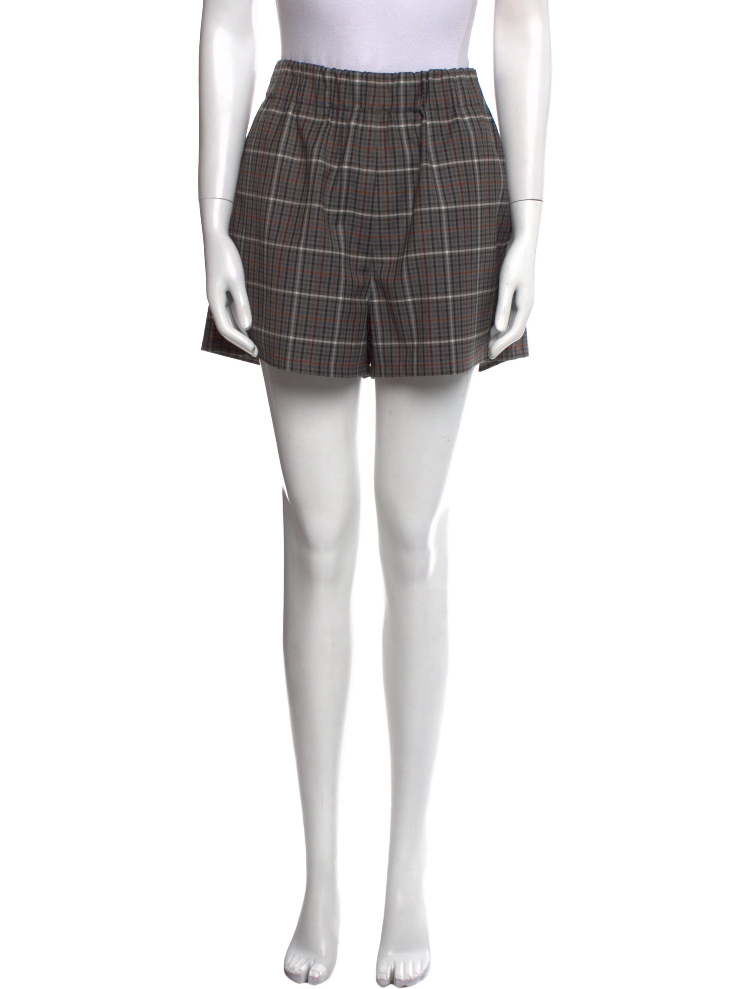 Tibi Plaid Print Mini Shorts
